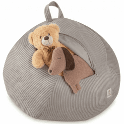 MISIOO Kinder Sitzsack Bezug für Kuscheltiere – Spielzeug Aufbewahrung & Bean Bag in einem – Cord Stoff, Waschbar, mit Reißverschluss – Kuscheltier Organizer für Kinderzimmer - Beige Angebot bei HelloDeals