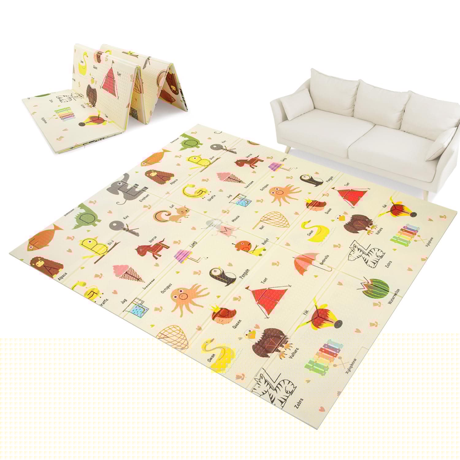 Faltbare Baby-Spielmatte – Extra große, wasserdichte Krabbelmatte aus weichem Schaumstoff, rutschfeste und tragbare Bodenspielmatte für Säuglinge und Kleinkinder (A - 150 x 180 cm) Angebot bei HelloDeals