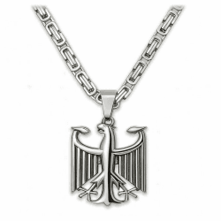 Soul-Cats Halskette mit Bundesadler Anhänger aus 316L Edelstahl, handpoliert, in Silber oder Gold, verschiedene Ketten & Längen 55–70 cm, Geschenkverpackung Kettenlänge: 60 cm silber - Byzantinerkette Angebot bei HelloDeals