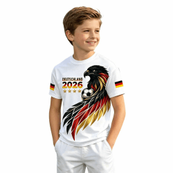 Deutschland T-Shirt Kinder Retro Fußball Trikot Mit Adler Wm 2026 Fußballfans Tee Top Kurzarm Deutschland-Symbol T Shirt Deutsche Flagge Freizeitshirt Klassische Sommer Germany Tshirt 8-9 Jahre 01 White Angebot bei HelloDeals