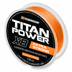 Robinson Geflochtene Angelschnur X8 - Angelschnur geflochten, 0,08-0,28mm, 7,5-39kg, 135m, Abriebfest und dehnungsarm, ideal zum Spinnfischen - Titan Power ORANGE 135m - 0,28mm - 39kg Angebot bei HelloDeals