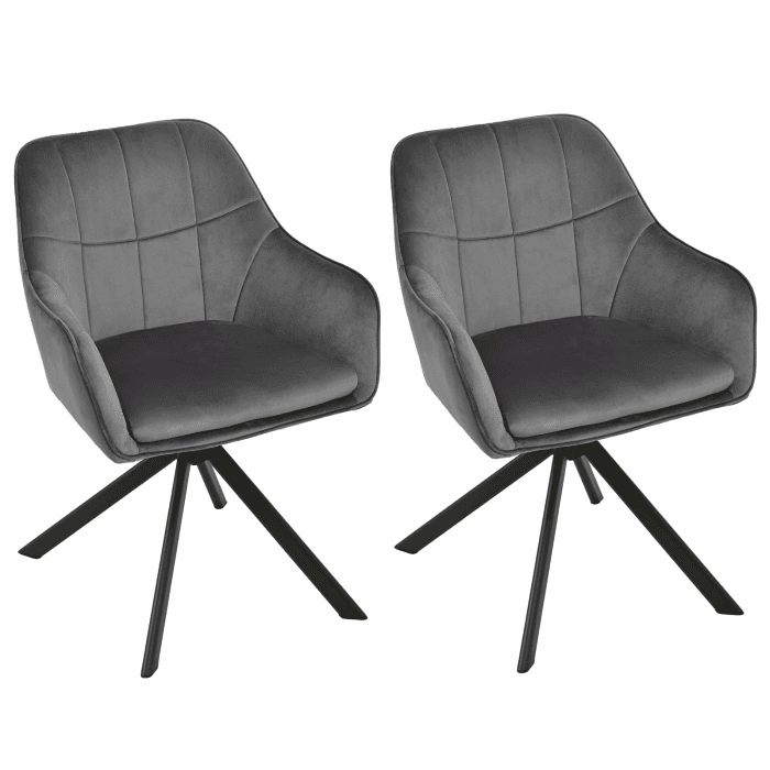 Esszimmerstühle drehbar 2er Set Grau Armlehnenstuhl Polsterstuhl drehstuhl Esszimmer drehstühle aus Samt Küchenstuhl mit Metallbeine für Wohnzimmer Esszimmer Dunkelgrau 2er Angebot bei HelloDeals