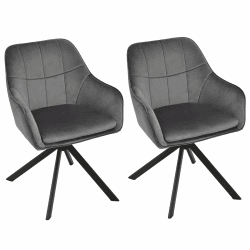 Esszimmerstühle drehbar 2er Set Grau Armlehnenstuhl Polsterstuhl drehstuhl Esszimmer drehstühle aus Samt Küchenstuhl mit Metallbeine für Wohnzimmer Esszimmer Dunkelgrau 2er Angebot bei HelloDeals