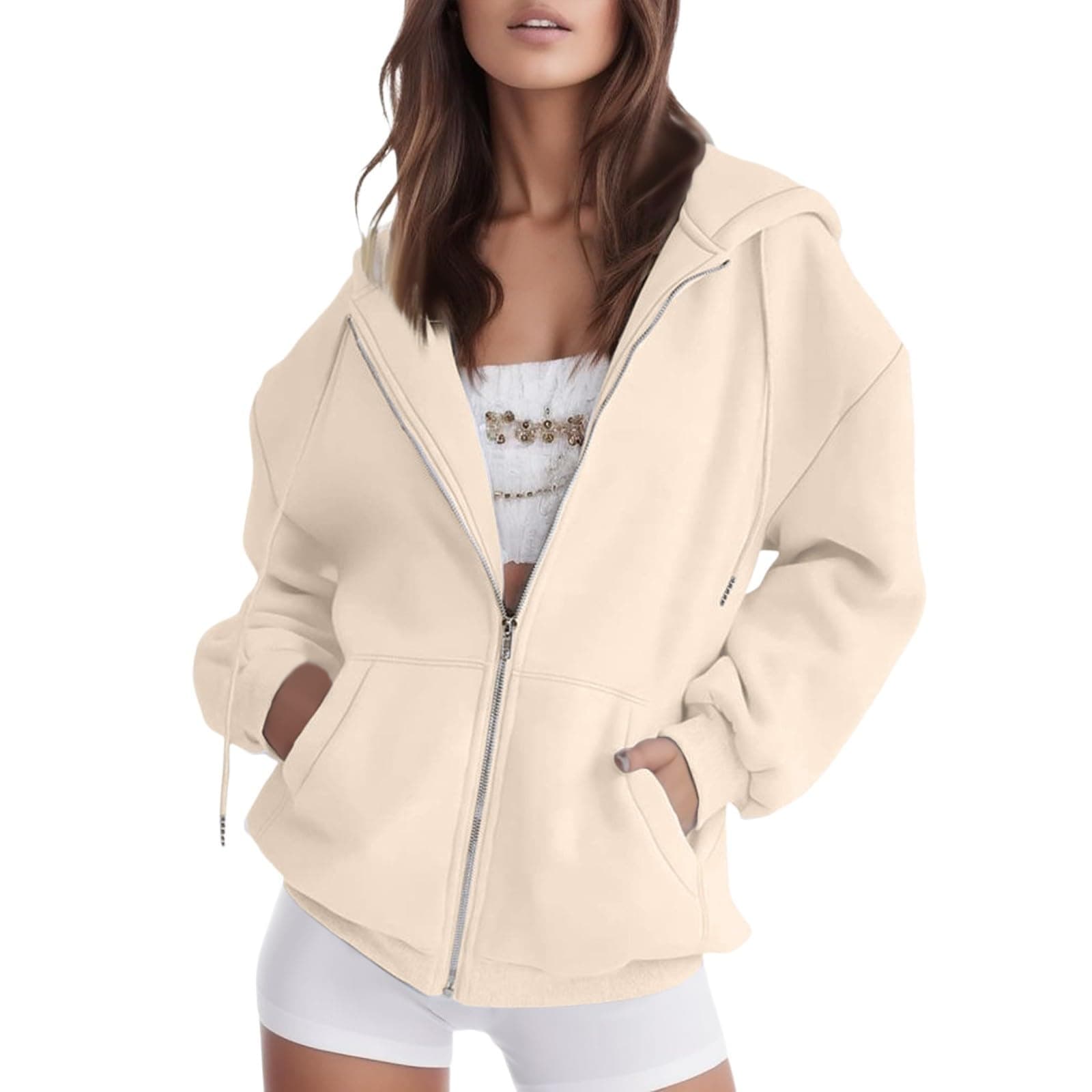 Generisch Sweatjacke Damen Kapuzenpullover Langarm Reißverschluss Pullover Fleecejacke Sport Sweatshirt Jacke Zipper Hoodie A02 WH1 M Angebot bei HelloDeals