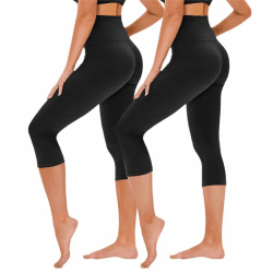 TNNZEET 3/4 Leggings Damen Capri Leggins für Sport, 7/8 Sporthose High Waist Caprihose Große Größen Sportleggings für Gym L-XL A-schwarz/Schwarz Angebot bei HelloDeals