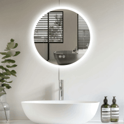 Trintion LED Spiegel Bad mit Beleuchtung 50cm Rund - Dimmbar mit 3 Lichtfarben (3500K-6500K), Touch-Schalter, Beschlagfrei - Badezimmerspiegel mit Licht für Make-up & Rasur Angebot bei HelloDeals