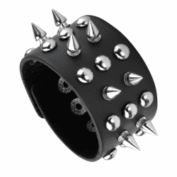 MILAKOO Unisex Metal Spike Besetzt Punk Rock Biker Breiter Riemen Leder Armband Kette Armband Verstellbar C3 Angebot bei HelloDeals