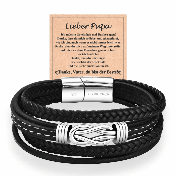 Lederarmband für Sohn/Papa/Mann Magnetverschluss mit Ich Liebe Dich Gravur Weihnachten Schmuck Geschenke Edelstahl Armband Leder für Papa von Sohn Tochter Angebot bei HelloDeals