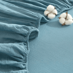 Gezu Muslin Spannbettlaken 160x200 Petrol Blau Antibakteriell Weich Spannbetttücher Kühlende 100% Baumwolle Muslin Boxspringbett Bettlaken Leintuch Spannbetttuch 160x200 für Hohe Matratze bis 10-30cm Muslin Blau 160x200x30cm Angebot bei HelloDeals