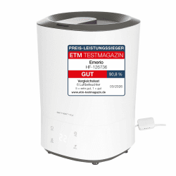 EMERIO Ultraschall Luftbefeuchter mit tauschbarem Wasserfilter, Aromafunktion, Display, 3 Geschwindigkeiten und super einfacher Nach-Befüllung von oben, ultraleise 35db, für Räume bis ca. 30m² Angebot bei HelloDeals