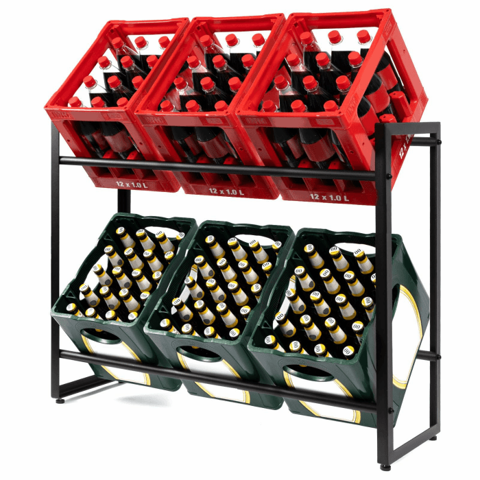 Floordirekt Getränkekistenregal für 4-6 Kisten aus Stahl, stabiles und Robustes Weinregal, Wasserkistenregal, Bierkistenregal, Kistenständer, Getränkeregal (6 Kisten, Kenji) Angebot bei HelloDeals