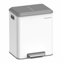 SONGMICS Mülleimer Küche, Mülltrennsystem 2 x 15 L, 2 Fächer für Recycling und Restmüll, Abfalleimer, Inneneimer, Stahl, Softclose-Deckel, breites robustes Pedal, wolkenweiß LTB544W02 wolkenweiß 30 L Angebot bei HelloDeals