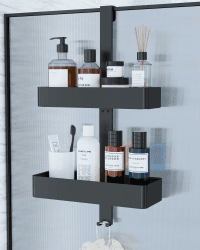 Kitsure Duschregal ohne Bohren - 2-stöckiges Duschablage, rostfrei & vielseitig Duschablage ohne Bohren, praktisches Duschregal für Shampoo, Handtuch & Abzieher, 29,1 x 11,2 x 5,1cm, Schwarz Schwarz 29,1 x 11.2 x 5.1cm Angebot bei HelloDeals