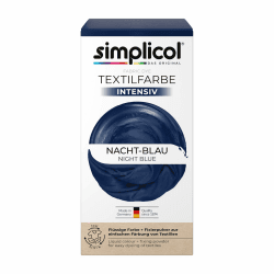 simplicol Textilfarbe intensiv Nacht-Blau 1er Pack | Textilfarbe Waschmaschinenfest | Flüssige Farbe & Fixierpulver mit Salz | Stofffarbe zum Neufärben, Umfärben & Auffrischen Angebot bei HelloDeals