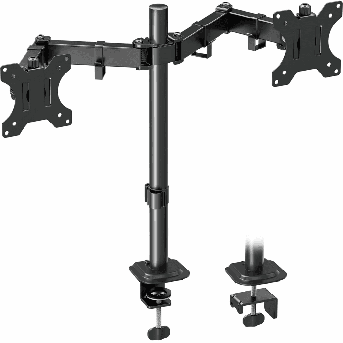MOUNTUP Monitor Halterung 2 Monitore für 13-32 Zoll Flach & Curved Bildschirm, Dual Arm Monitorhalterung Höhenverstellbar Neigbar Schwenkbar Drehungbar, 8 kg pro Arm, VESA 75 /100mm, EU0002 Angebot bei HelloDeals