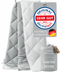 Welldora OPTICLIMA Allergiker Bettdecke 155x220 Winter | Fachärztlich geprüft | Made in Green Oeko-Tex zert. in der Schweiz | Ultra warme Winterdecke | Wendedecke Silbergrau-Weiß | Premium Steppdecke Warme Winterdecke 155 x 220 cm Angebot bei HelloDeals