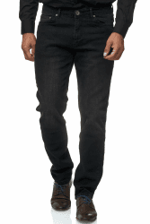 JEEL Herren-Jeans - Regular-Fit Straight-Cut - Stretch - Jeans-Hose Basic Washed 40W / 38L 06-schwarz (Verwaschen) Angebot bei HelloDeals