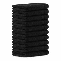 Gästehandtücher 30x50 cm – Oeko-TEX Gästehandtuch aus 100% Baumwolle mit 600 g/m² – Kleine Handtücher mit Aufhängeschlaufe – flauschig & saugstark – Gästetücher Set – 10er Pack Schwarz Schwarz 30x50 cm (10er-Set) Angebot bei HelloDeals