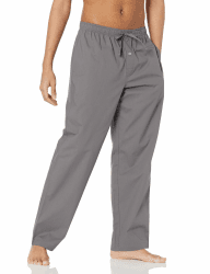 Amazon Essentials Herren Pyjama-Hose aus Baumwollpopeline in gerader Passform mit elastischem Bund und Kordelzug L Grau Angebot bei HelloDeals