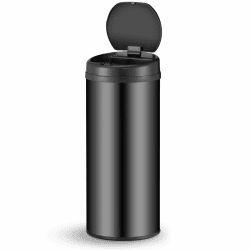 Juskys Mülleimer Küche mit Bewegungssensor Schwarz 50L - Runder Abfalleimer für Kontaktloses Entsorgen mit Klemmring für Müllbeutel - Rostfreier Stahl Schwarz 50 Liter Angebot bei HelloDeals