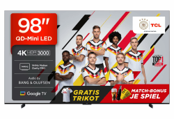 TCL 98Q7C 98 Zoll QD-Mini LED Fernseher, 4K HDR Premium 3000, Smart TV unterstützt durch Google TV (Dolby Vision IQ & Atmos, CrystGlow HVA Panel, Audio von Bang & Olufsen, 144Hz Motion Clarity Pro) 98 Zoll B&O Q7C Angebot bei HelloDeals