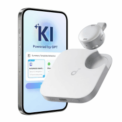 soundcore Work by Anker, tragbarer KI-Sprachrecorder, intelligente KI-Transkription & kombinierte Meeting-Protokolle, Doppeltipp zum Markieren, Kompakt, Datenschutz, Lange Akkulaufzeit（Weiß） 8GB Weiß Angebot bei HelloDeals