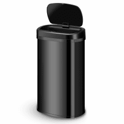 Juskys Mülleimer Küche mit Bewegungssensor Schwarz 60L - Eckiger Abfalleimer mit Klemmring für Müllbeutel - Rostfreier Stahl - Kontaktloses Entsorgen Schwarz 60 Liter Angebot bei HelloDeals