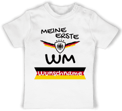 Geschenk mit Namen personalisiert by Shirtracer - Baby T-Shirt Mädchen Jungen - 2026 Fussball Fanartikel - Meine erste WM Deutschland mit Name anpassbar 1 Weiß 18-24 Monate Angebot bei HelloDeals