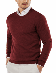 COOFANDY Herren Pullover mit Rundhalsausschnitt Strickpullover Business Feinstrick Winterpullover Männer Weinrot L Angebot bei HelloDeals