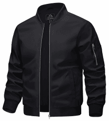 KEFITEVD Herren Leichte Dünne Bomberjacke mit Ärmeltasche Blouson Jacke Übergangsjacke Stehkragen US Fliegerjacke mit Innentasche M Schwarz Angebot bei HelloDeals