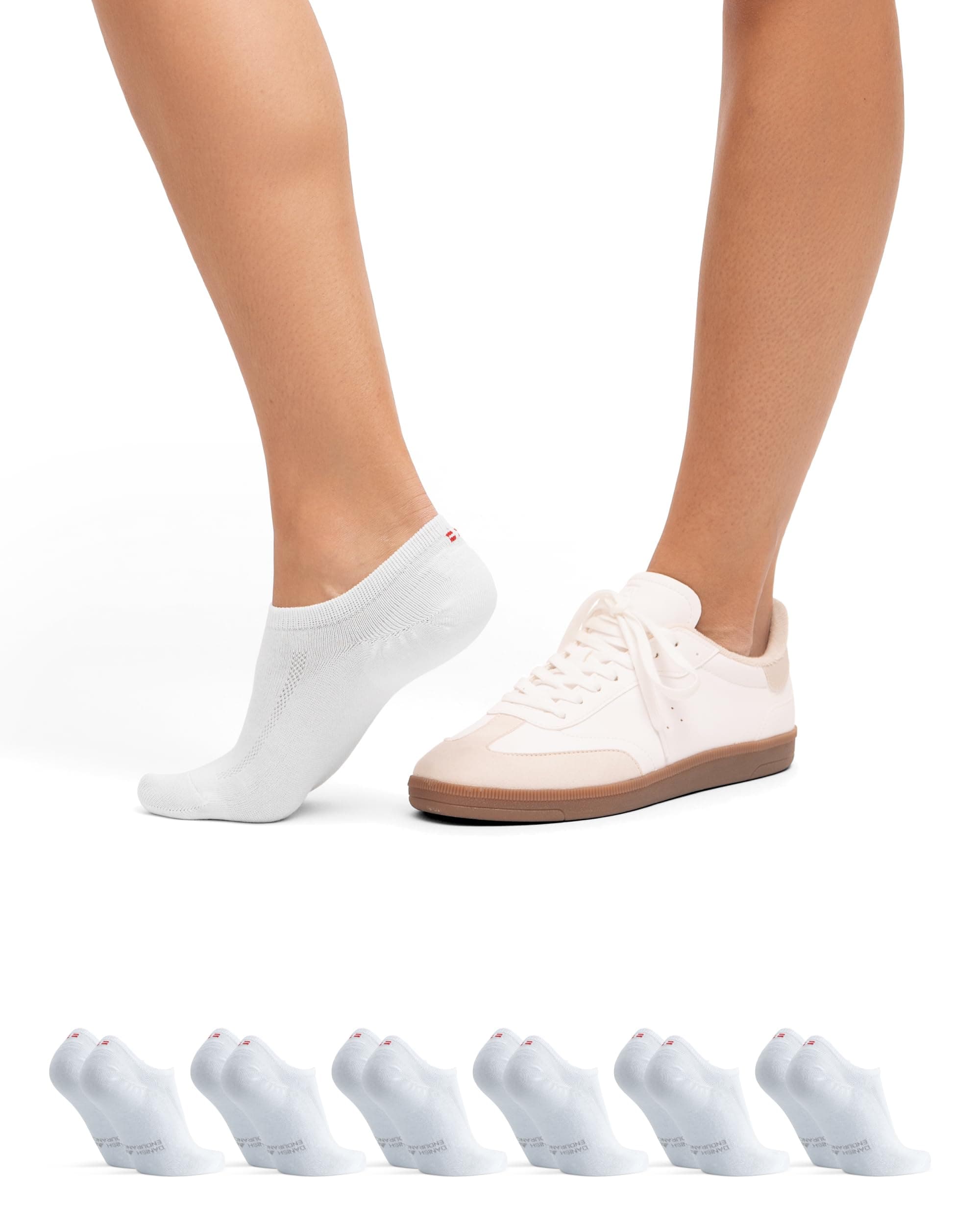 DANISH ENDURANCE 6 Paar Füßlinge aus Bio-Baumwolle, Unsichtbare Sneaker-Socken, Kurze Sommer Socken, Ballerina Socken, Rutschfest, Damen & Herren 39-42 Weiß Angebot bei HelloDeals