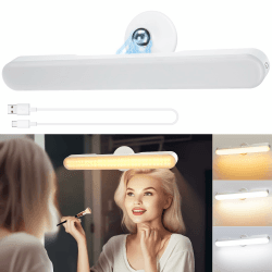 LED schminktisch beleuchtung, Dimmbar Vanity Mirror Licht für Schminktisch Lampe, 4000mAH Wiederaufladbar Spiegel Beleuchtung Ohne Kabel, Tragbare Abnehmbare 360°Drehung Spiegellampe Badezimmer Warmweiß 1PCS Angebot bei HelloDeals
