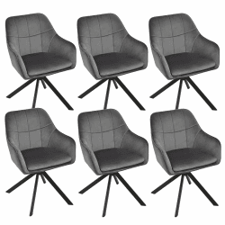 Esszimmerstühle drehbar 6er Set Grau Armlehnenstuhl Polsterstuhl drehstuhl Esszimmer drehstühle aus Samt Küchenstuhl mit Metallbeine für Wohnzimmer Esszimmer Dunkelgrau 6er Angebot bei HelloDeals