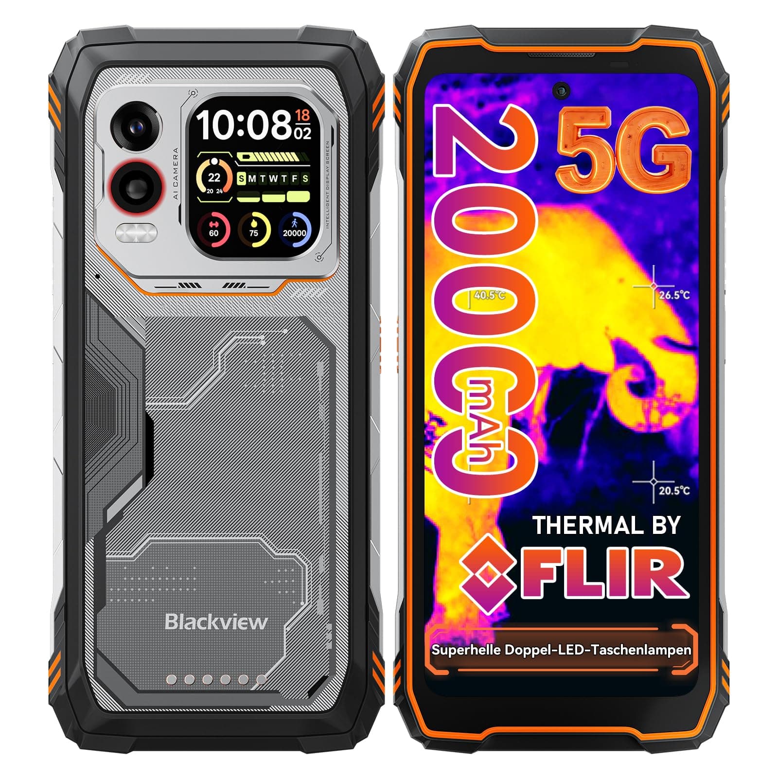 Blackview Xplore 1 Pro 5G Outdoor Handy Wärmebildkamera (20000mAh),48GB+512GB/2TB, 6,78" 2,4K 120Hz, Dimensity 7050, 64MP+50MP, IP68/IP69K/Dual SIM/NFC/GPS/Outdoor Smartphone Ohne Vertrag Android 15 Angebot bei HelloDeals