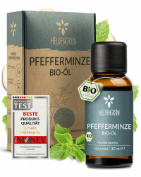 Heldengrün® BIO Pfefferminzöl [100% NATURREIN] - Reines Pfefferminzöl zum Verzehr - Frisch, belebend & klar - Minzöl aus Griechenland - Peppermint Oil Pfefferminze 30 ml (1er Pack) Angebot bei HelloDeals