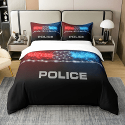 Loussiesd Polizei Bettwäscheset Polizeiauto Blau Rot Lichter Bettwäsche Set 135x200cm 100% Baumwolle für Kinder Jungen Mädchen Polizei Gangster Bettbezug Set Öffentliche Sicherheit Betten Set Mehrfarbig 18 135 x 200 cm + 1 x Kissenbezug 80 x 80 cm Angebot bei HelloDeals