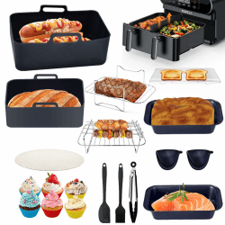 21 Teilig Heißluftfritteuse Zubehör Satz, Airfryer Zubehör für Ninja Foodi Max Dual Zone Heißluftfritteuse, Grillrost, Kuchen und Brotform für ninja heißluftfritteuse 7.6L-9.5L Airfryer Accessories Angebot bei HelloDeals