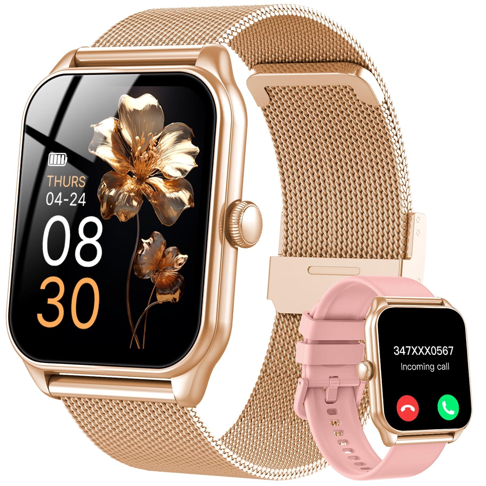 Smartwatch Damen mit Telefonfunktion, 1,83" Zoll Touchscreen Fitness Tracker, 120+ Sportmodi, IP68 Wasserdicht Smart Watch mit Herzfrequenz, Schlafmonitor, Schrittzähler für iOS Android (Roségold) Angebot bei HelloDeals
