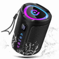 aowoka Bluetooth Lautsprecher mit Licht, 2026 Musikbox Tragbarer Box, Bluetooth 5.4, 15 St, Verbesserter Bass, IPX7 Wasserdicht, Outdoor Lautsprecher für Reisen, Sport, Party, Radfahren Schwarz Angebot bei HelloDeals