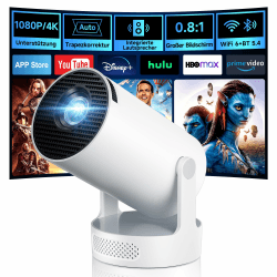Mini Beamer, Philoent Smart Projektor 4K/1080P Unterstützt Neueste Apps WiFi 6 Bluetooth 5.4 Auto Screen Trapezkorrektur Niedriges Rauschen, Ultrakurzdistanzbeamer bietet großes Bild im kleinen Raum Grauweiß Angebot bei HelloDeals