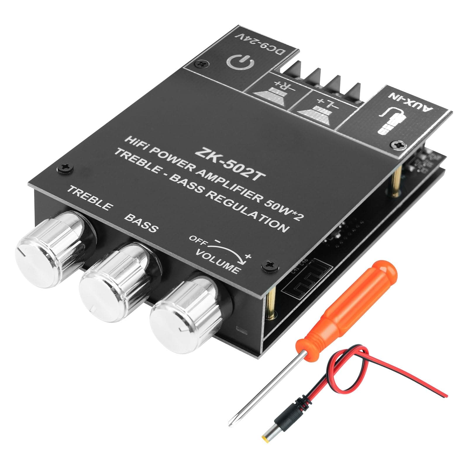 ZK-502T Bluetooth 5.0 Verstärker Hifi Stereo 2x50W, Verstärker mit Bluetooth für Lautsprecher, AUX BT DC12-24V Mini Stereo Verstärker Board mit Höhen/Tiefen für DIY Heimlautsprecher Angebot bei HelloDeals