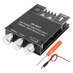 ZK-502T Bluetooth 5.0 Verstärker Hifi Stereo 2x50W, Verstärker mit Bluetooth für Lautsprecher, AUX BT DC12-24V Mini Stereo Verstärker Board mit Höhen/Tiefen für DIY Heimlautsprecher Angebot bei HelloDeals