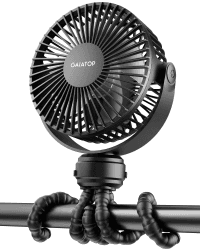 Gaiatop Tragbarer Mini-Kinderwagen-Ventilator, batteriebetrieben, kleiner Ventilator zum Anklippen, abnehmbar, 3 Geschwindigkeiten, wiederaufladbar, 360 ° drehbar, flexibles Stativ, Reisen, Schwarz Angebot bei HelloDeals