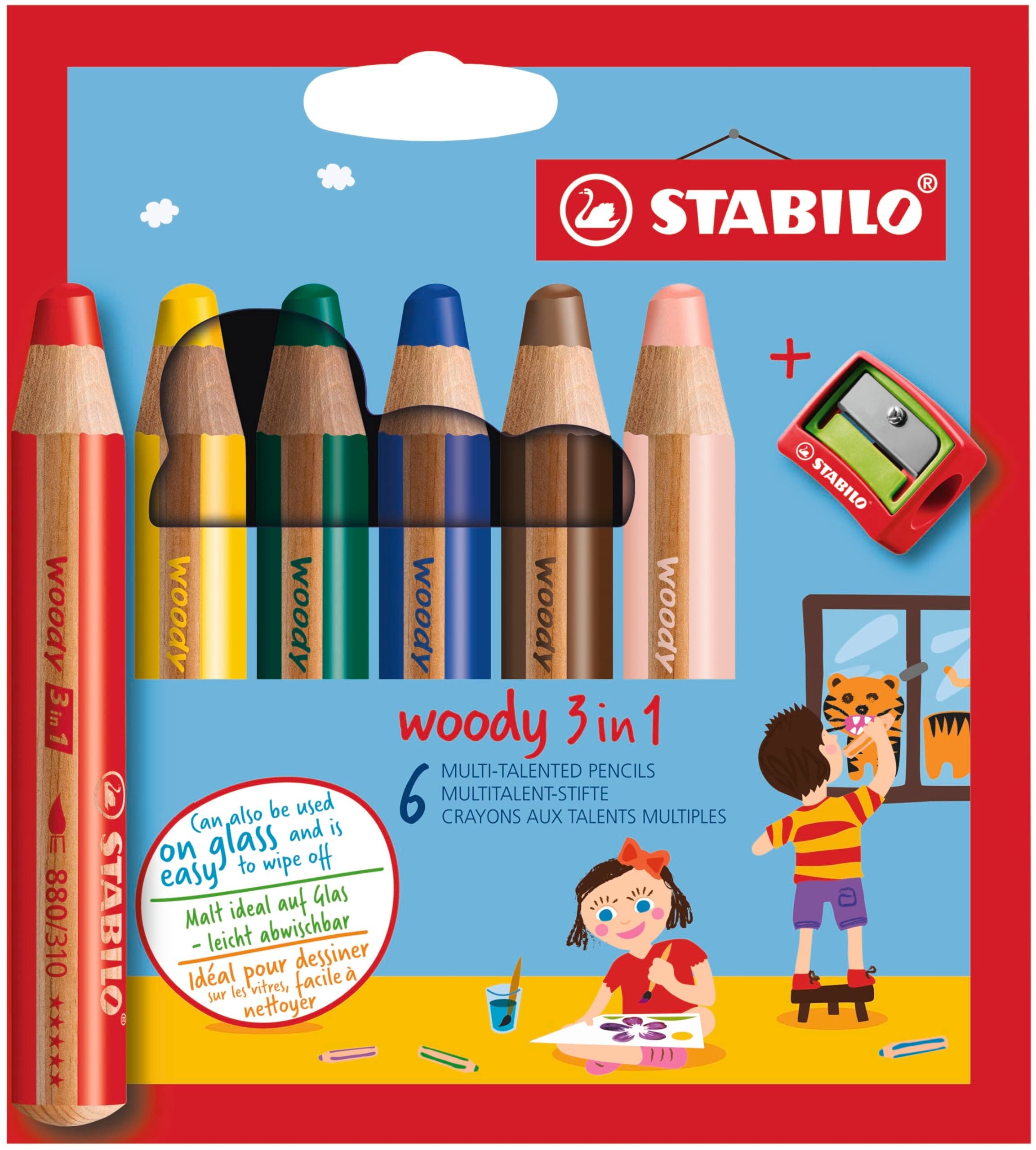 STABILO - Buntstift, Wasserfarbe & Wachsmalkreide - woody 3 in 1-6er Pack mit Spitzer 6 stück (1er Pack) STABILO - Buntstift, Wasserfarbe & Wachsmalkreide - woody 3 in 1 - 6er Pack mit Spitzer Angebot bei HelloDeals