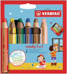 STABILO - Buntstift, Wasserfarbe & Wachsmalkreide - woody 3 in 1-6er Pack mit Spitzer 6 stück (1er Pack) STABILO - Buntstift, Wasserfarbe & Wachsmalkreide - woody 3 in 1 - 6er Pack mit Spitzer Angebot bei HelloDeals