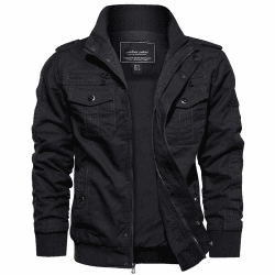 EKLENTSON Herren Übergangsjacke Frühling Cargo Jacke Freizeitjacke mit Vielen Taschen XL Schwarz #91 Angebot bei HelloDeals