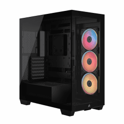 CORSAIR 3500X LX-R RGB iCUE LINK Panoramaglas Mid-Tower-PC-Gehäuse – 3 x LX120-R RGB-Lüfter und iCUE LINK System Hub Inklusive, GPU-Anti-Sag-Arm, Platz für bis zu 10 x 120-mm-Lüfter – Schwarz Angebot bei HelloDeals
