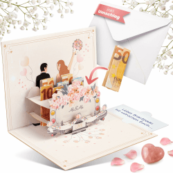 BASICBIRD Hochzeitskarte Geldgeschenk Hochzeit Hochzeitsgeschenke für Brautpaar Hochzeitsauto Pop Up Karte Geldkarte Hochzeitsgeschenk Geld Ideen 3D Geldgeschenke Glückwunschkarte personalisiert Angebot bei HelloDeals