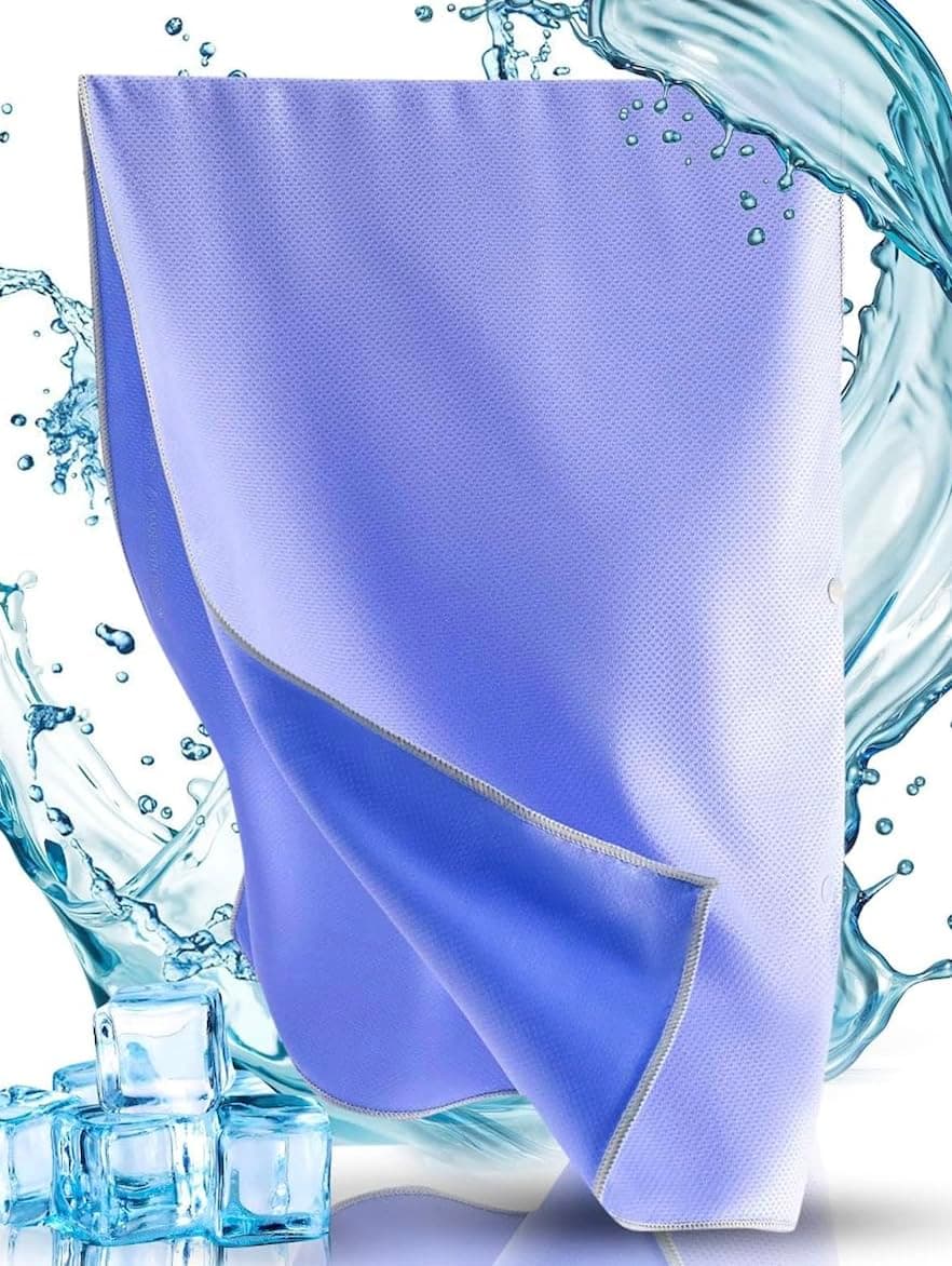 Kühltuch 90 × 30 cm mit Druckknöpfen - Bis zu 15 °C kälter als die Umgebungstemperatur - Kühlhandtuch für Nacken & Sport, reaktivierbar durch Anfeuchten & Ausschütteln, UPF 50+ Sky Angebot bei HelloDeals