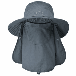 ehsbuy Fischerhut Herren Breiter Krempe Mesh Tropenhut Safari Hut Faltbar Sonnenhut mit Gesichtsbedeckung Nackenklappe Einheitsgröße Dark Grey Angebot bei HelloDeals